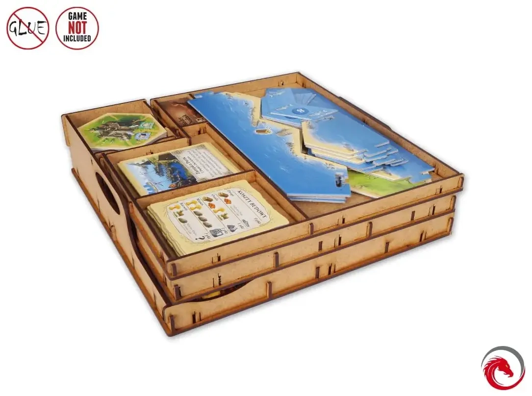 e-Raptor - Sortiereinsatz für Catan + Händler & Barbaren + 5/6 Spielererweiterungen aus Holz