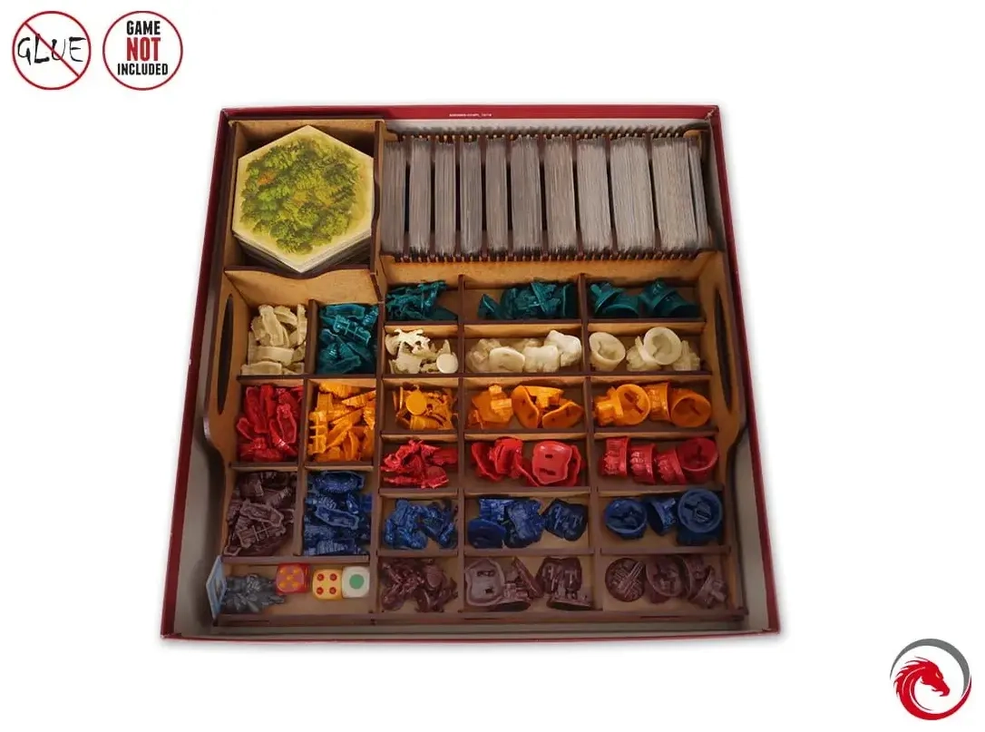 e-Raptor - Sortiereinsatz für Catan + Händler & Barbaren + 5/6 Spielererweiterungen aus Holz