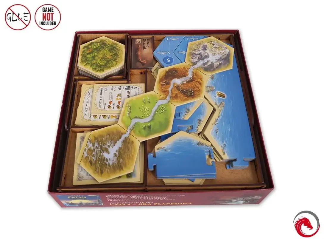 e-Raptor - Sortiereinsatz für Catan + Händler & Barbaren + 5/6 Spielererweiterungen aus Holz