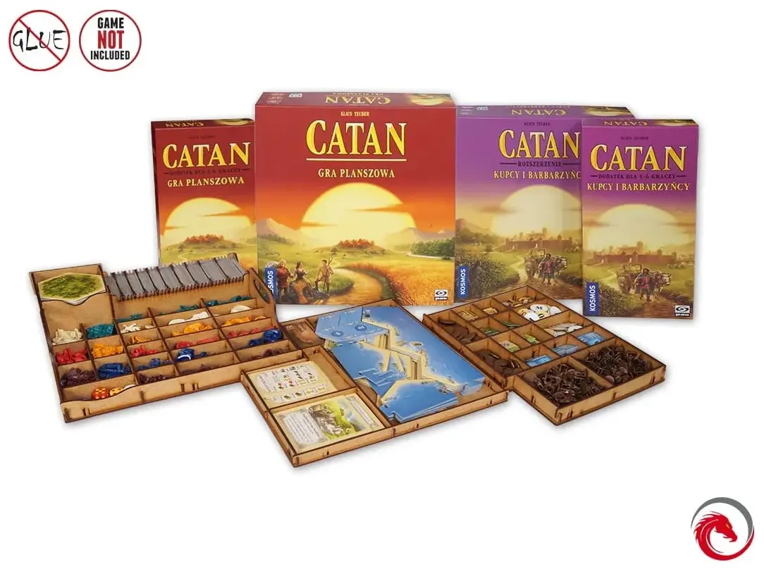e-Raptor - Sortiereinsatz für Catan + Händler & Barbaren + 5/6 Spielererweiterungen aus Holz