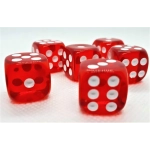 16mm Würfel D6 Transparent: Red (12)