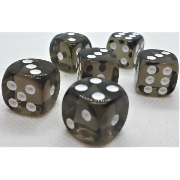 16mm Würfel D6 Transparent: Black (12)