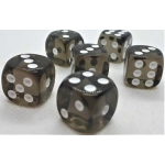 16mm Würfel D6 Transparent: Black (12)