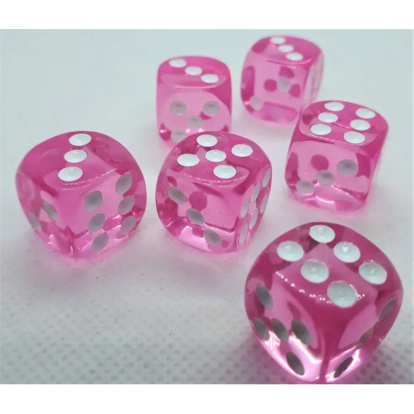 16mm Würfel D6 Transparent: Pink (12)