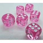 16mm Würfel D6 Transparent: Pink (12)