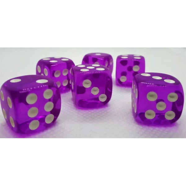 16mm Würfel D6 Transparent: Purple (12)