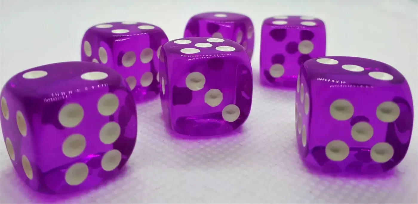 16mm Würfel D6 Transparent: Purple (12)