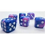 16mm Würfel D6 Two Toned: Blue/Pink+White (12)