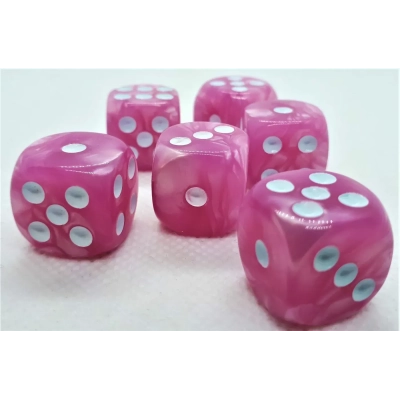 16mm Würfel D6 Pearl: Pink/White (12)