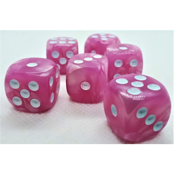 16mm Würfel D6 Pearl: Pink/White (12)