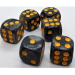 16mm Würfel D6 Pearl: Black/Gold (12)