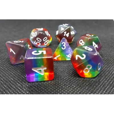 Würfelset Transparent: Rainbow (7)