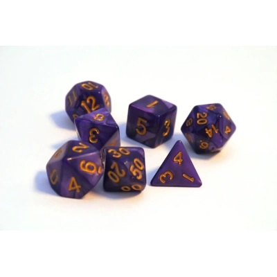 Würfelset Pearl: Purple/Gold (7)