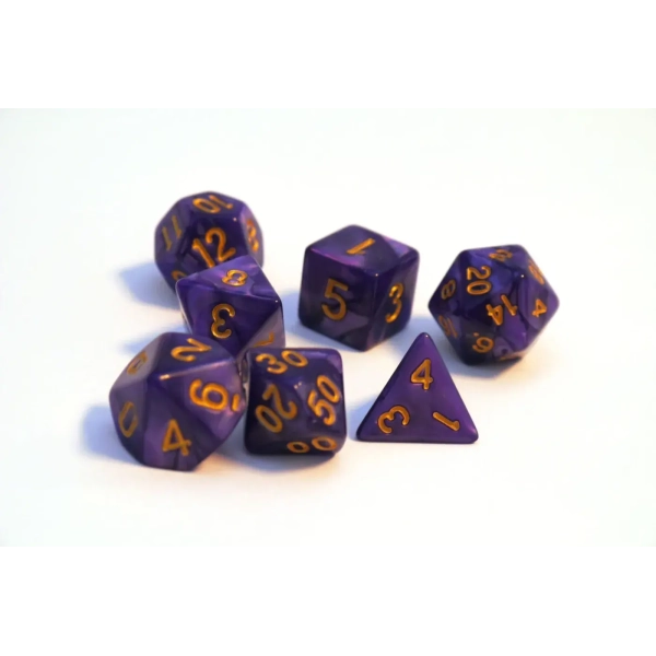 Würfelset Pearl: Purple/Gold (7)