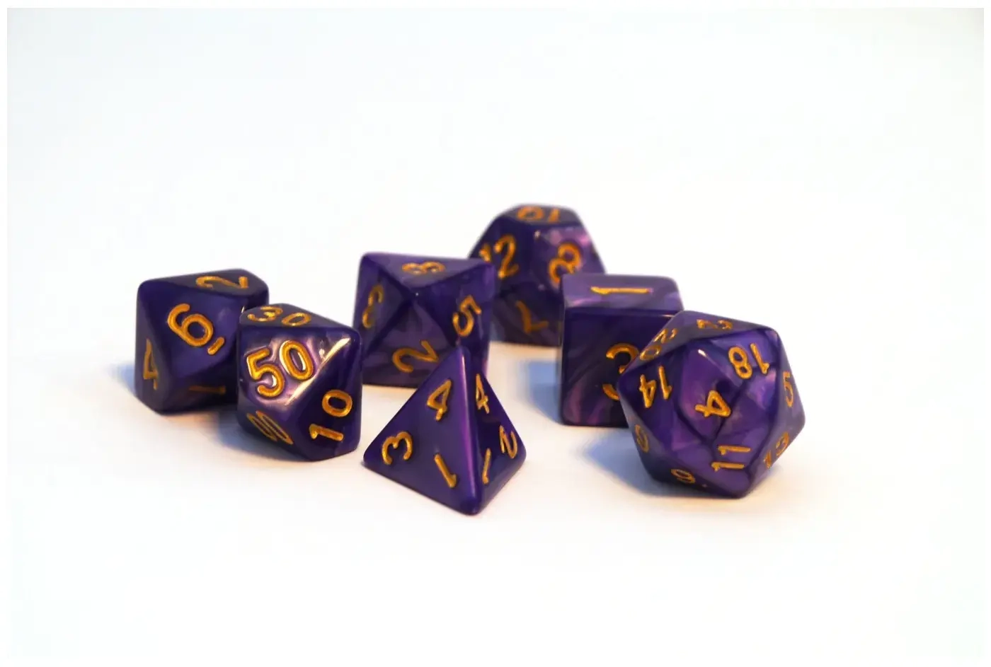 Würfelset Pearl: Purple/Gold (7)