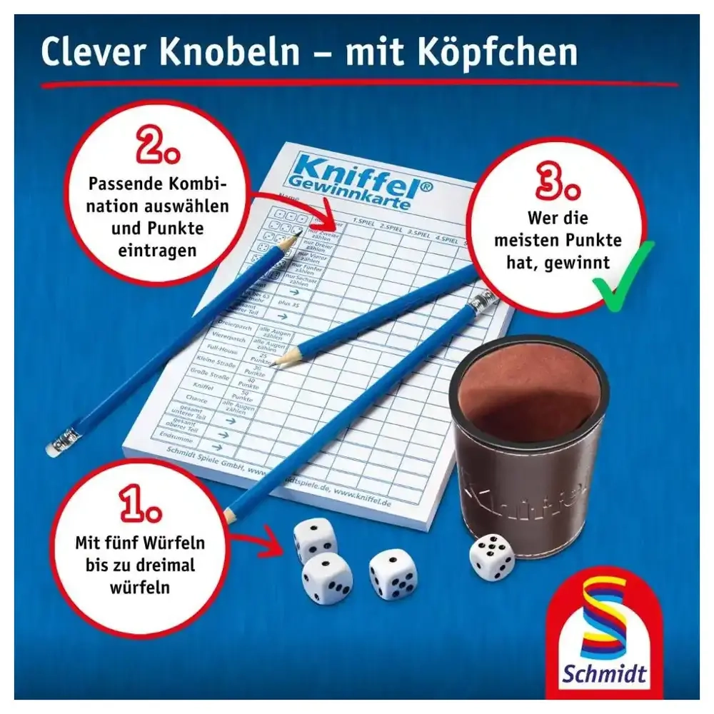 Kniffel mit Lederwürfelbecher