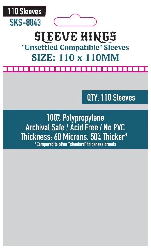 110 x 110mm Unsettled Compatible Sleeves 60 Microns (110 Sleeves)