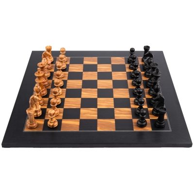 Schachspiel Deluxe Olivenholz / Schwarz - 40cm