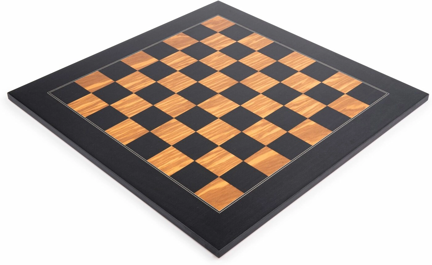 Schachspiel Deluxe Olivenholz / Schwarz - 40cm