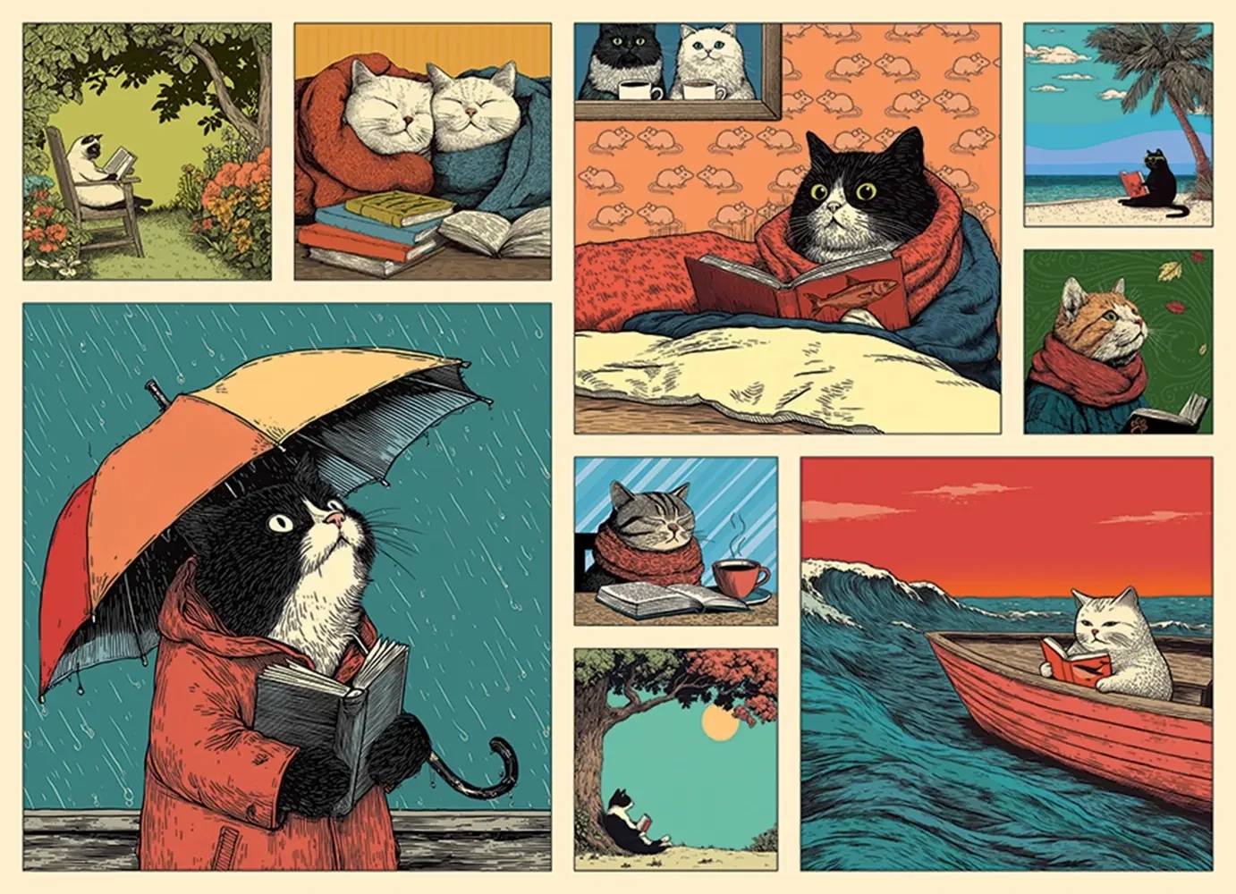Katzen und Bücher