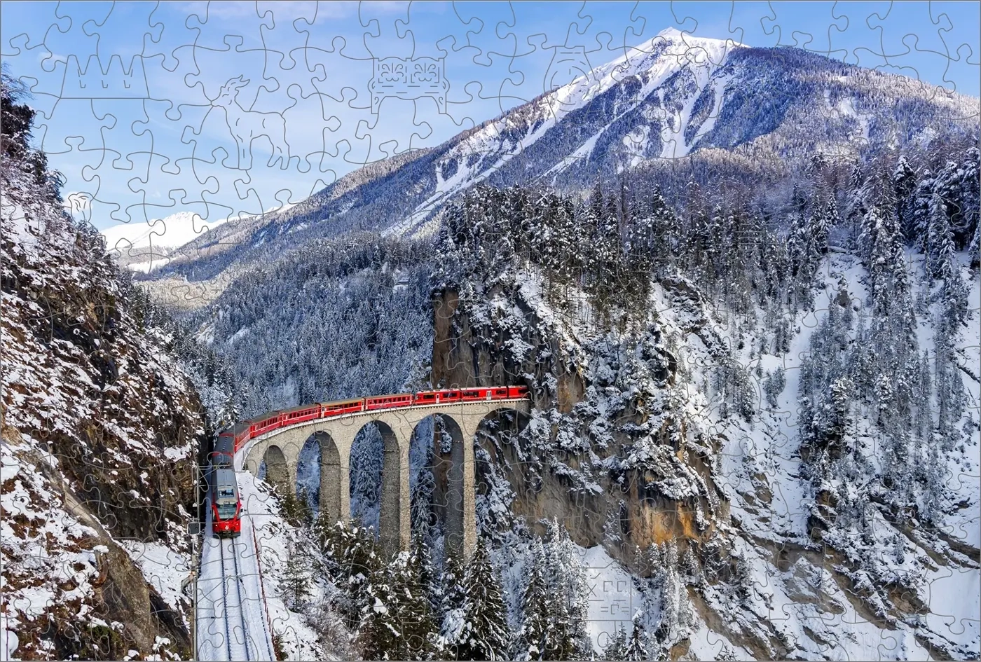 Holzpuzzle Landwasser-Viadukt - Schweiz