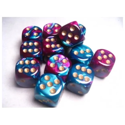 Dice Sets Gemini 5 16mm d6 Purple-Teal/Gold (12)