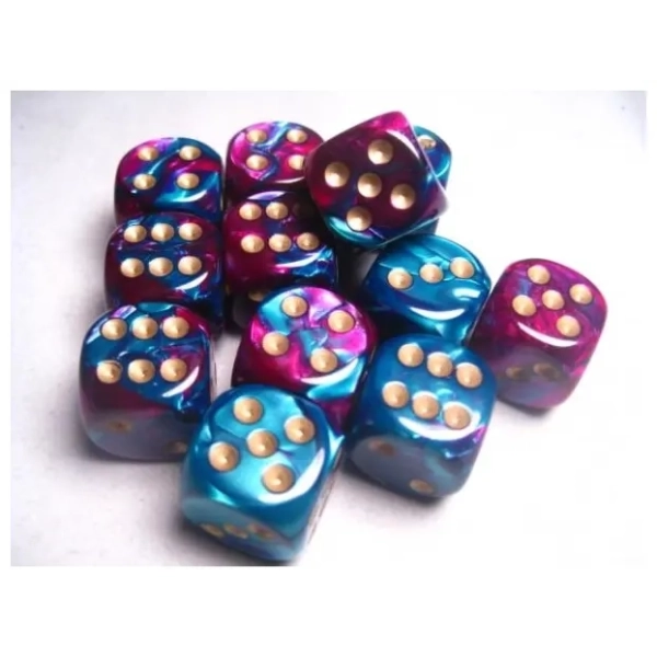 Dice Sets Gemini 5 16mm d6 Purple-Teal/Gold (12)