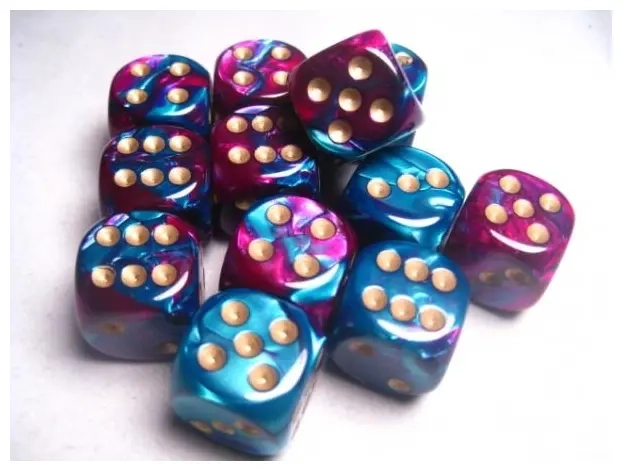 Dice Sets Gemini 5 16mm d6 Purple-Teal/Gold (12)