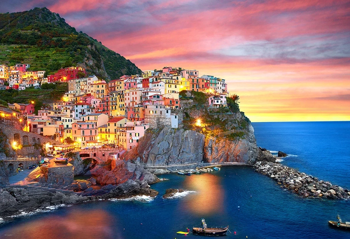 Manarola in der Dämmerung - 2000 Teile