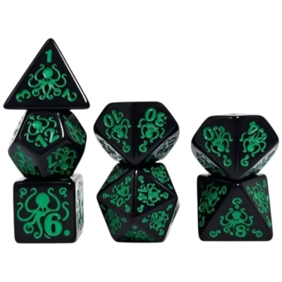 Würfelset: Cthulhu Black/Green - 7 Würfel