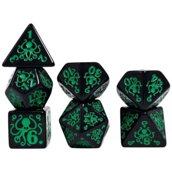 Würfelset: Cthulhu Black/Green - 7 Würfel