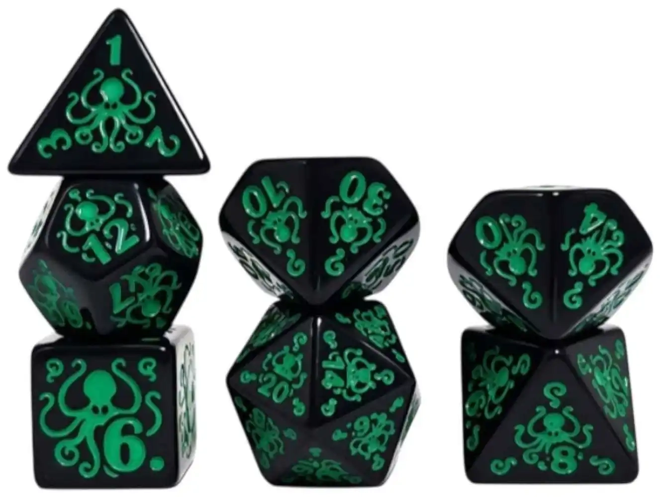 Würfelset: Cthulhu Black/Green - 7 Würfel