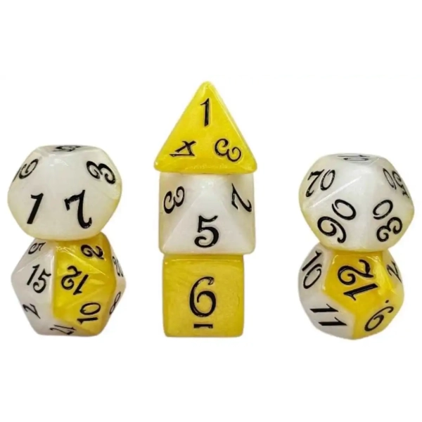Würfelset Fable: Gold Mary - Weiss/Gelb - 7 Würfel