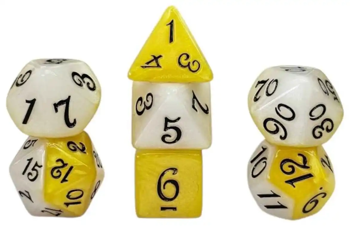 Würfelset Fable: Gold Mary - Weiss/Gelb - 7 Würfel