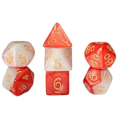 Würfelset Fable: Queen of Hearts - Rot/Weiss - 7 Würfel