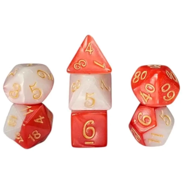Würfelset Fable: Queen of Hearts - Rot/Weiss - 7 Würfel