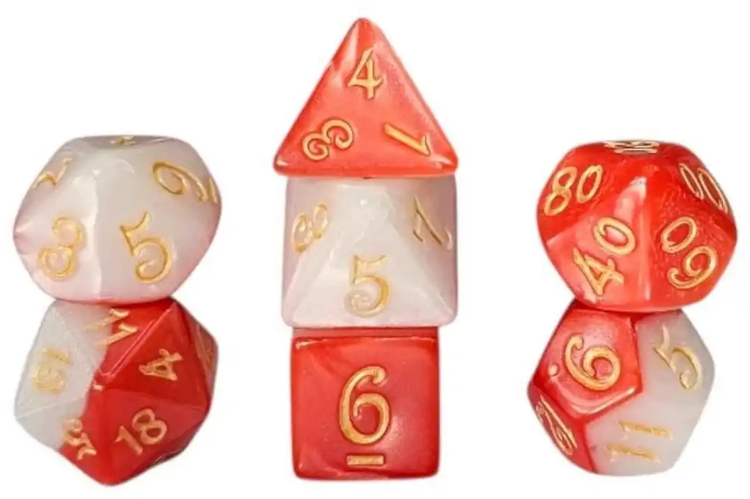 Würfelset Fable: Queen of Hearts - Rot/Weiss - 7 Würfel