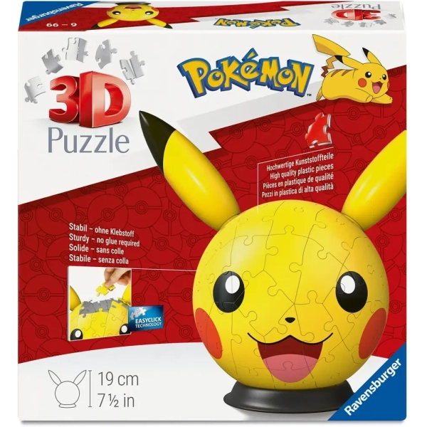 Pokémon Pikachu Puzzleball mit Ohren - 72 Teile
