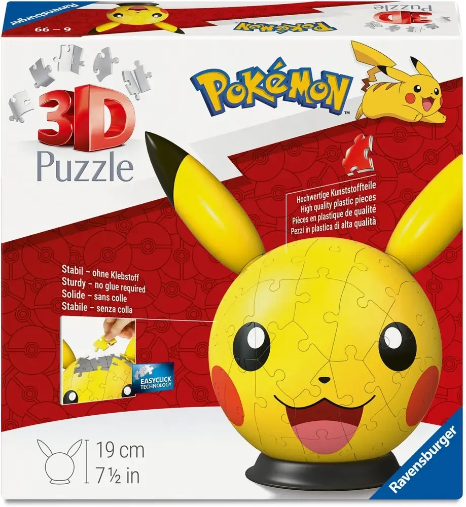 Pokémon Pikachu Puzzleball mit Ohren - 72 Teile