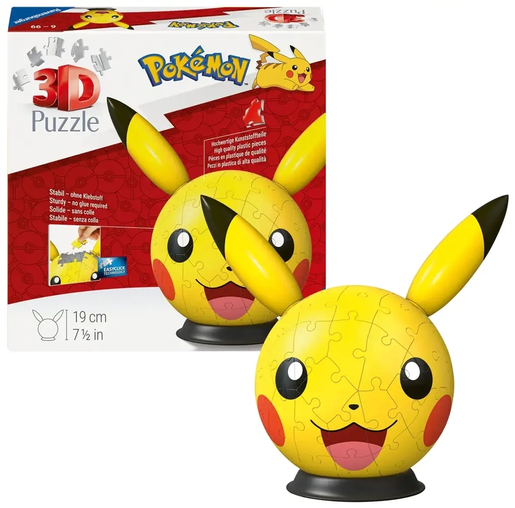 Pokémon Pikachu Puzzleball mit Ohren - 72 Teile
