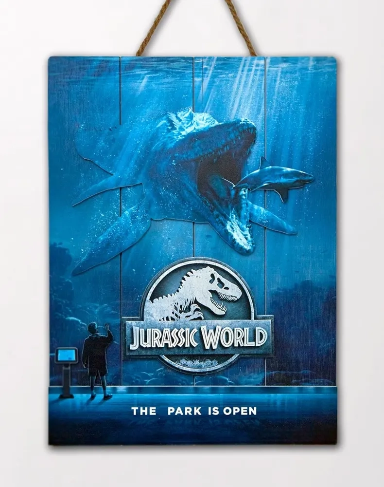 Jurassic World WoodArts: Mosasaurus - 3D-Holzdruck - 30 x 40 cm