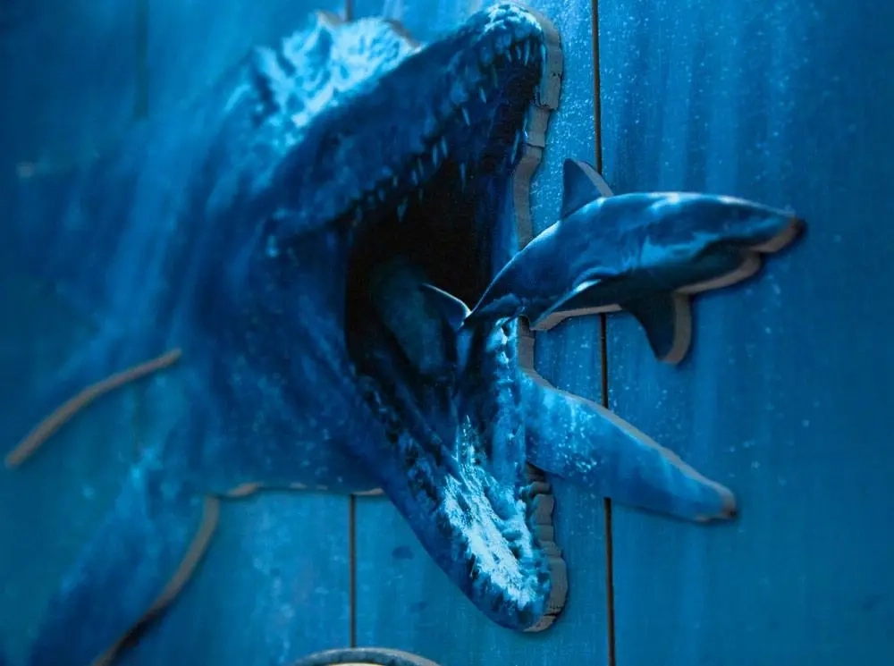 Jurassic World WoodArts: Mosasaurus - 3D-Holzdruck - 30 x 40 cm