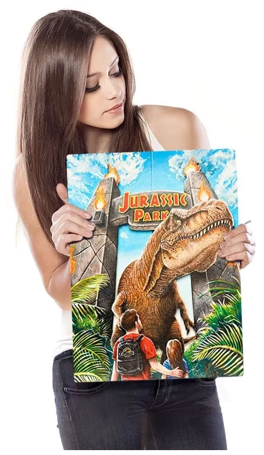 Jurassic Park WoodArts: Rex Attack - 3D-Holzdruck - 30 x 40 cm