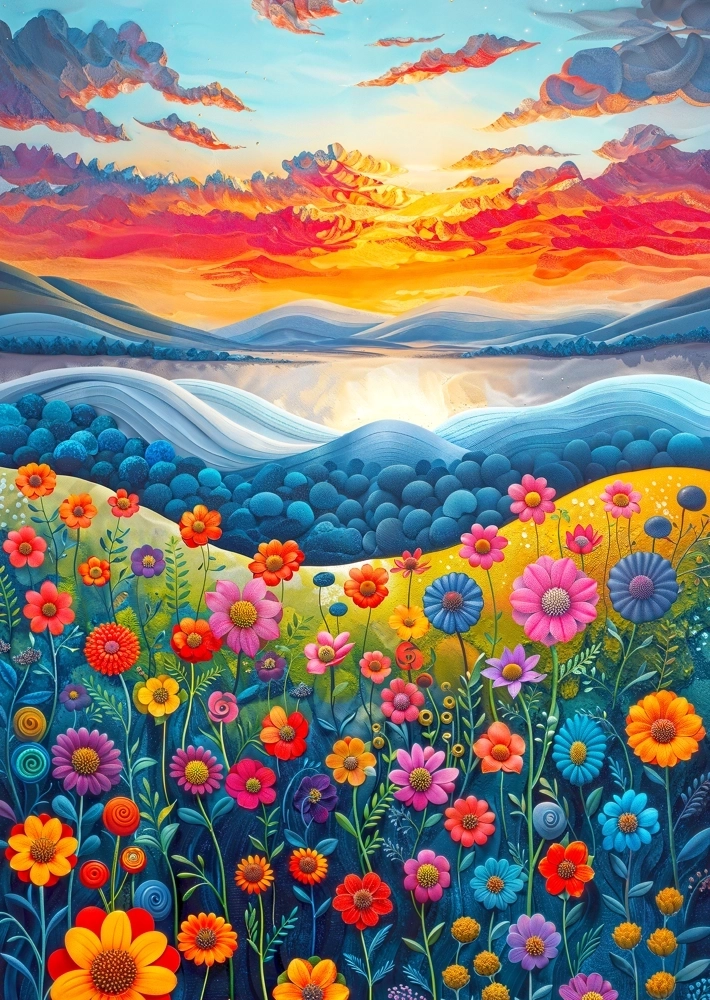 Felder bei Sonnenaufgang