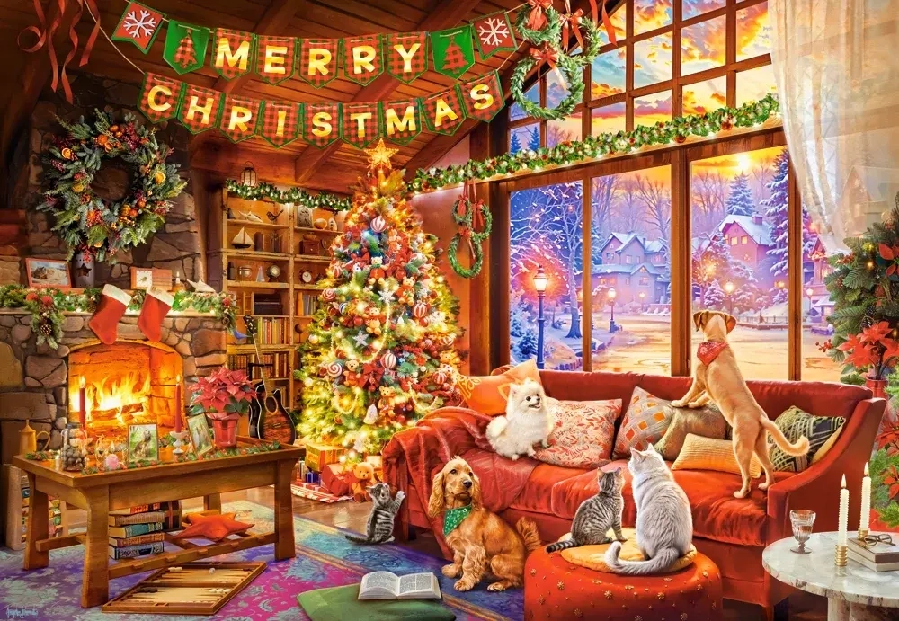 Christmas Evening with Pets - 1000 Teile