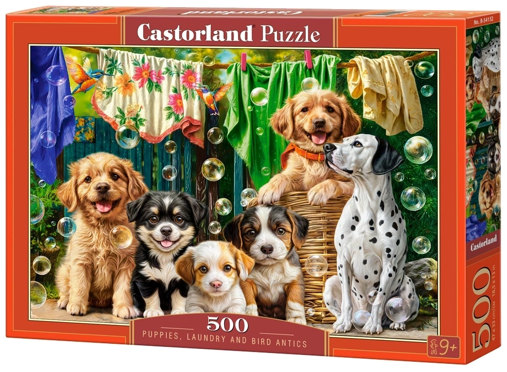 Puppies, Laundry and Bird Antics - 500 Teile