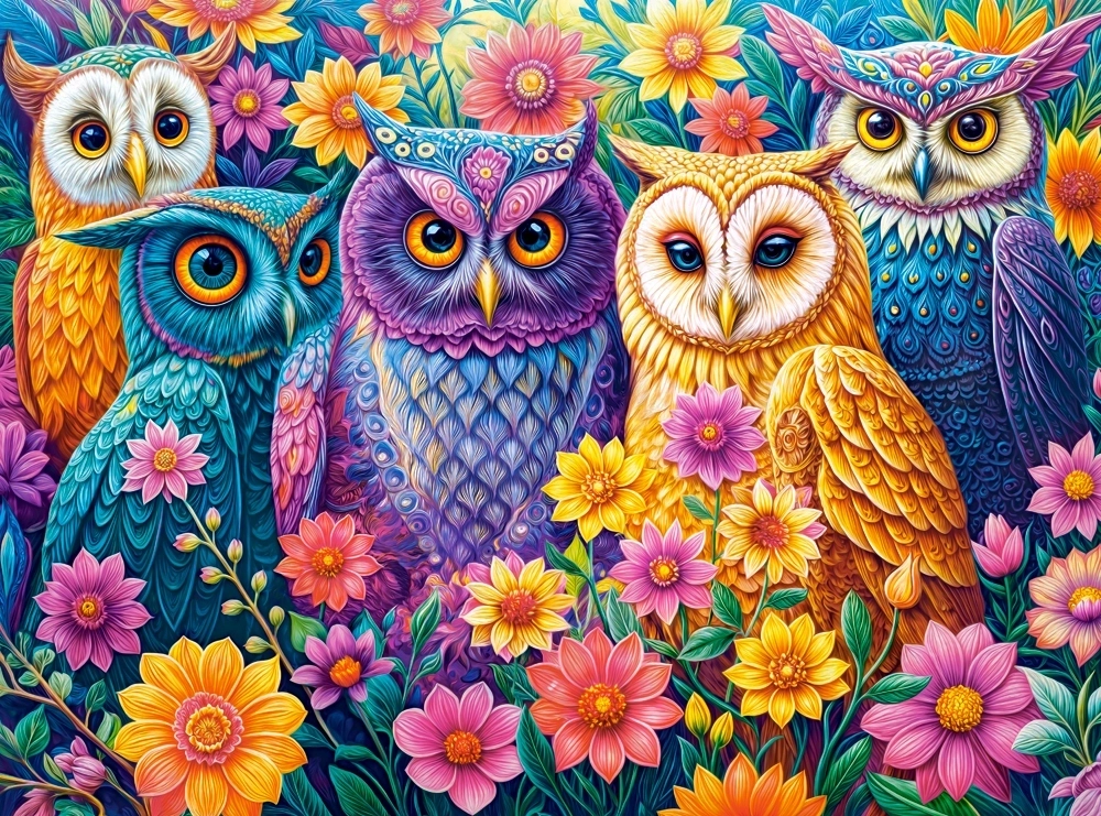 Flower Owl Meeting - 3000 Teile