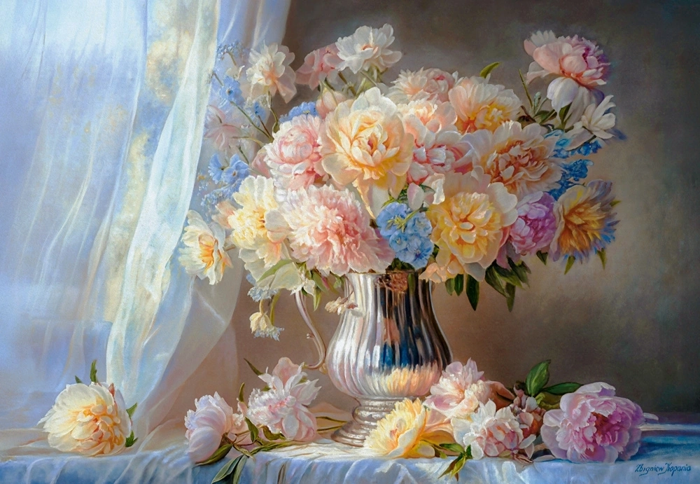 Art Collection - Pastel Peonies - 1500 Teile