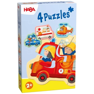 4 erste Puzzles - Einsatzfahrzeuge - Mit Hubschrauber