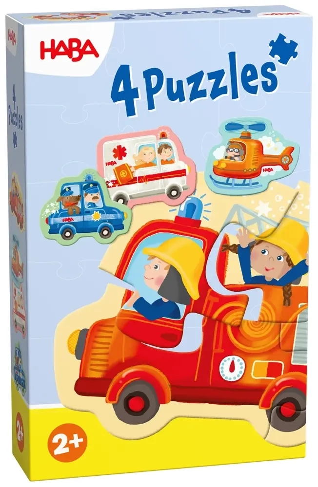 4 erste Puzzles - Einsatzfahrzeuge - Mit Hubschrauber